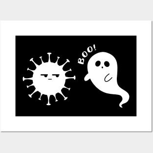 Ghost vs Corona Virus funny Halloween Posters and Art